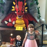 Kids with a Lego Dragon